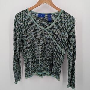 Vintage Y2K J H Collectibles Petite XL Abstract Wave Pastel Stripe Layering Top